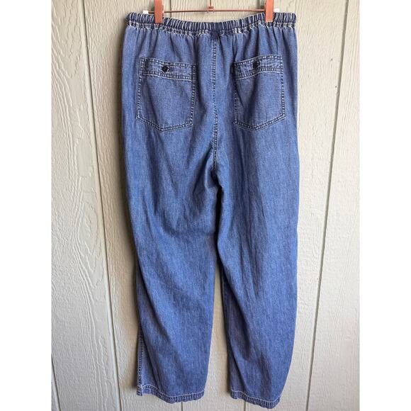 Vintage Lauren Jeans Co. Ralph Lauren Denim Pants L Elastic Waist Wide Leg Jeans - Picture 4 of 7